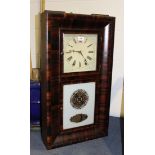 A late 19th Century American rosewood cased rectangular wall clock with eight day movement
