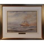 Charles Dixon - 'The Four Masted Barque "Passat" Bound for Valparaiso', watercolour, signed and