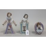 Three Lladro porcelain alphabet figures, comprising A is for Amy, No. 5145, U is for Ursula, No.