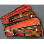 A late 19th/early 20th Century violin with two-piece back, length of back excluding button 35.8cm,