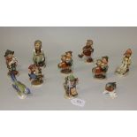 A group of eight Goebel Hummel figures of children, including 'For Mother' and 'Goose Girl',