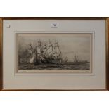 William Lionel Wyllie - The Battle of Trafalgar, three early 20th Century monochrome etchings, all