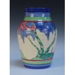 A Clarice Cliff Bizarre Rudyard pattern 1515 vase, printed factory mark to base, height approx