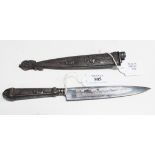 A gaucho knife by Inox with straight single edged blade, length approx 15cm, finely etched to each