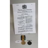 A 1914-18 British War Medal and 1914-19 Victory Medal to 'Payr. Lt. F.V. Harrison. R.N.R.', together