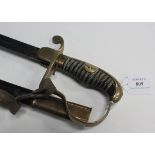 An Imperial German sabel with curved single edged blade, length approx 83.5cm, brass stirrup hilt