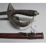 A 1912 type cavalry officer's sword with single edged blade, length approx 89cm, bearing spurious
