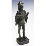 J. Garnier - a late 19th Century French brown patinated cast bronze figure of a medieval lute