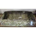 A carved stone garden trough, length approx 67cm.