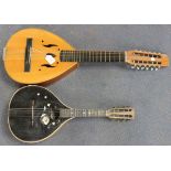 An early/mid-20th Century Continental cittern with stringing to edges, length of back approx 37.5cm,