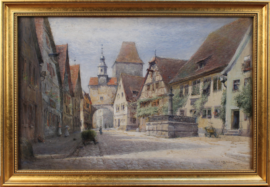 W.J. Log (?) - 'Rothenburg', early 20th Century watercolour, indistinctly signed and titled,