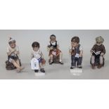 A group of five Jens Peter Dahl-Jensen Copenhagen porcelain figures of children, comprising a boy