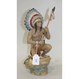 A Lladro gres stoneware American West Collection figure Indian Chief, No. 3566, limited edition