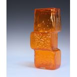 A large Whitefriars Drunken Bricklayer vase, designed by Geoffrey Baxter, in tangerine orange