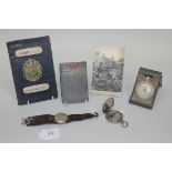 A First World War period nickel cased Swiss full hunter wristlet watch, the spring loaded cover