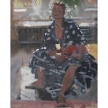 Ken Howard - Portrait of a Seated Woman, late 20th Century oil on panel, signed, approx 25cm x 20cm,