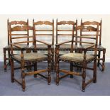 A set of six late 20th Century ash rail back dining chairs, probably by Titchmarsh and Goodwin,