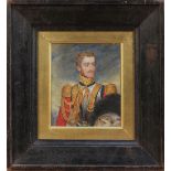 19th Century British School - Half Length Portrait of a Young Officer wearing  Military Uniform, oil