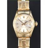 A Rolex Oyster Perpetual Datejust 18ct gold lady's bracelet wristwatch, the signed circular dial