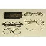 A small group of various 19th Century spectacles (some faults).