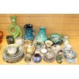 A collection of studio pottery, 20th Century, including a Mary C. Davies porcelain bowl painted with