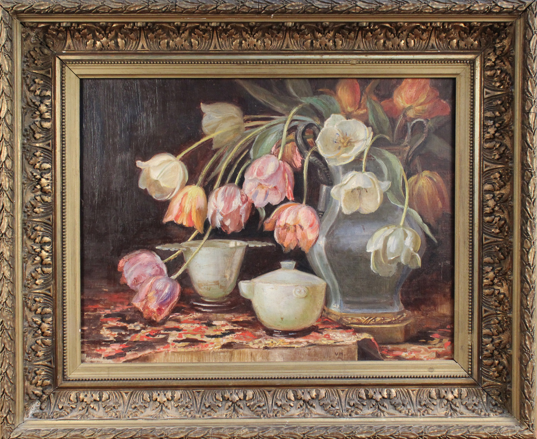 Princess Victoria Melita of Saxe-Coburg and Gotha - Still Life Study of Tulips, oil on canvas,