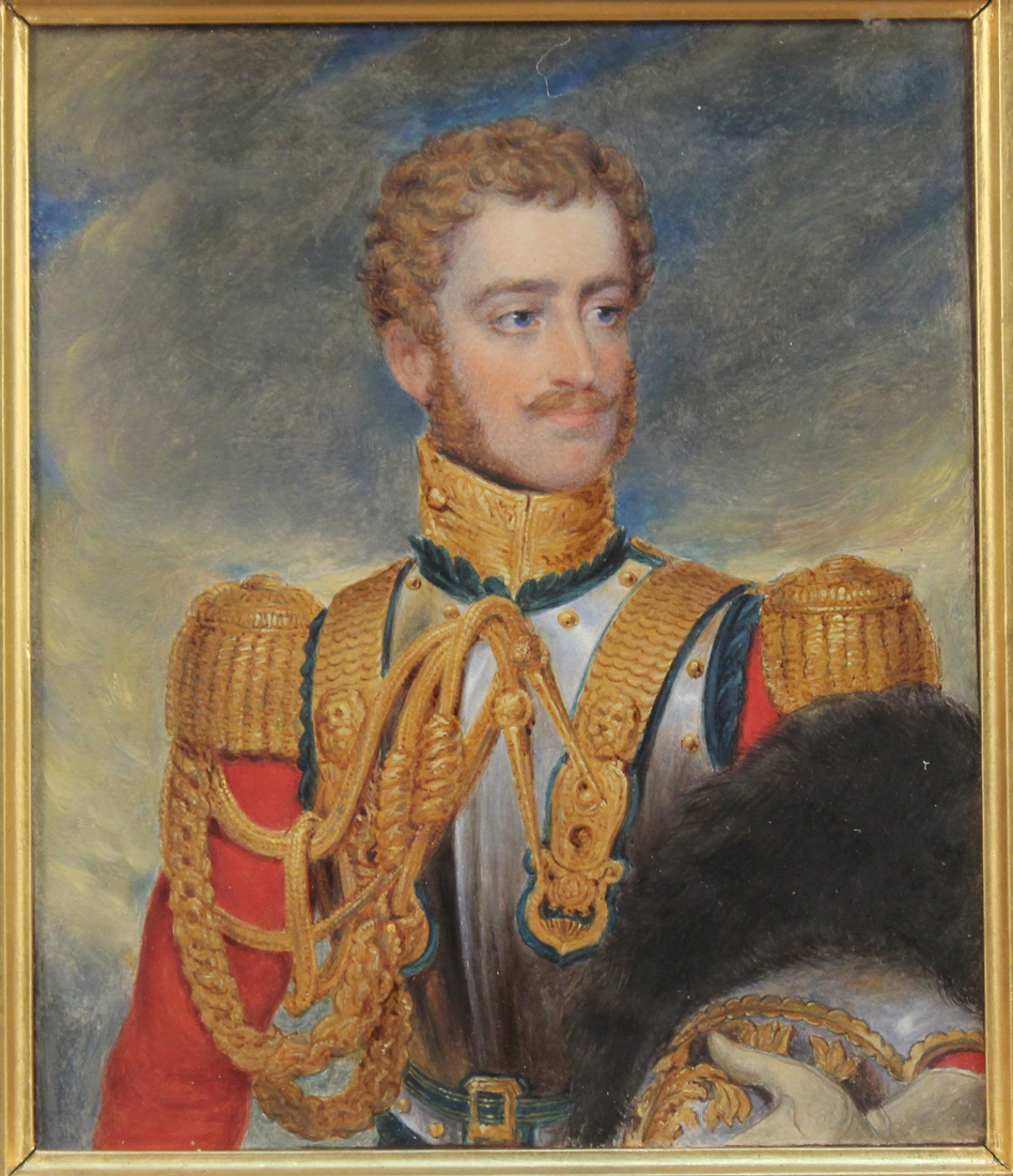 19th Century British School - Half Length Portrait of a Young Officer wearing  Military Uniform, oil - Image 3 of 3