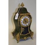 A late 19th Century Louis XVI style gilt metal mounted green tortoiseshell boulle cased mantel clock