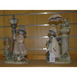 Two Lladro porcelain figures, comprising Glorious Spring, No. 5284, and Fall Clean Up, No. 5286,