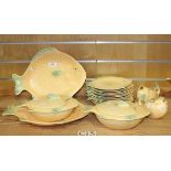 A Shorter & Son Ltd. pottery fish service, comprising two vegetable tureens and covers, two sauce