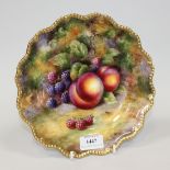 A Royal Worcester porcelain blank plate, mid-20th Century, painted by R. Budd, signed, with a