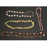 A Connemara marble bead necklace, three Venetian glass bead necklaces, and a quantity of further