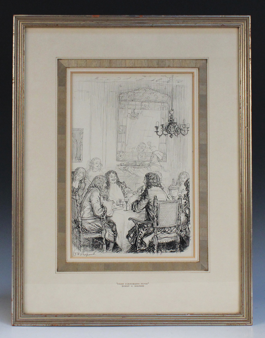 Ernest Howard Shepard - 'From Everybodys Pepys', pen and ink, circa 1926, signed, approx 28cm x 18.