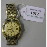 An Omega Automatic Constellation gilt metal and steel backed gentleman's bracelet wristwatch, the