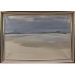 John Hitchens - 'Sollas Sand', oil on canvas, signed recto, titled verso, approx 49.5cm x 75cm,