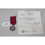 A Waterloo Medal 1815, renamed to 'William Bandy. 3rd Batt. 14th Reg. Foot' (replacement
