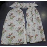 A pair of late 20th Century interlined floral patterned curtains, height approx 180cm, length approx