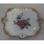 An Alka Kunst Bavarian porcelain Meissen style tray, mid-20th Century, of square shape decorated