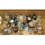 A collection of studio pottery, 20th Century, including vases, bowls, jugs and two lamp bases.
