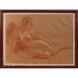 Leonid Pasternak - Study of a Female Nude, sanguine and chalk, signed with studio blindstamp