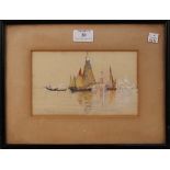 Henry Roderick Newman - Boats on the Lagoon, Venice, late 19th Century watercolour, signed and dated