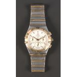 An Omega Constellation Quartz steel and gold calendar gentleman's wristwatch, the signed silvered