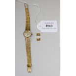 A Certina gold lady's bracelet wristwatch, the signed circular dial with gilt baton shaped numerals,