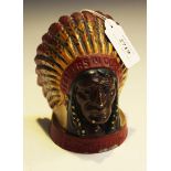 A mid-20th Century 'Guy Motors Ltd' aluminium radiator cap in the form of a Native American chief'