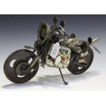 A late 20th Century scrap built model of a motorbike, length approx 40cm.