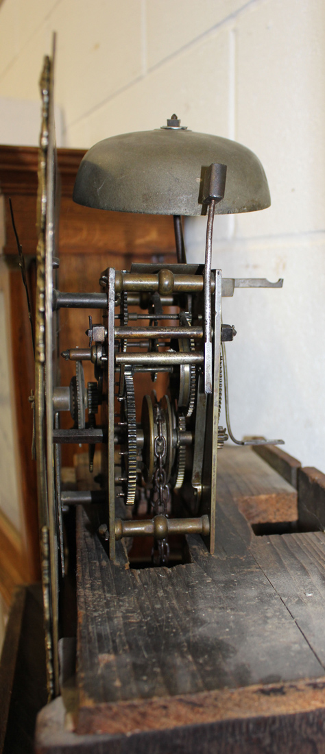 A George III oak longcase clock with thirty hour movement striking on a bell, the square brass - Image 2 of 3
