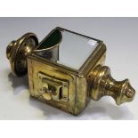 An early 20th Century brass car lamp, after a design by Blériot, numbered 'E13A' and bearing brass