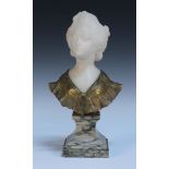 Verona - an early 20th Century Continental gilt cast bronze and carved white marble head and