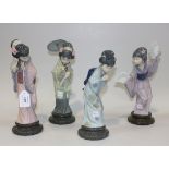 Four Lladro porcelain figures, comprising Sayonara, No. 4989, Oriental Spring, No. 4988,