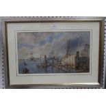 Mid/late 19th Century British School - View of a Harbour, watercolour, approx 27cm x 47cm, within